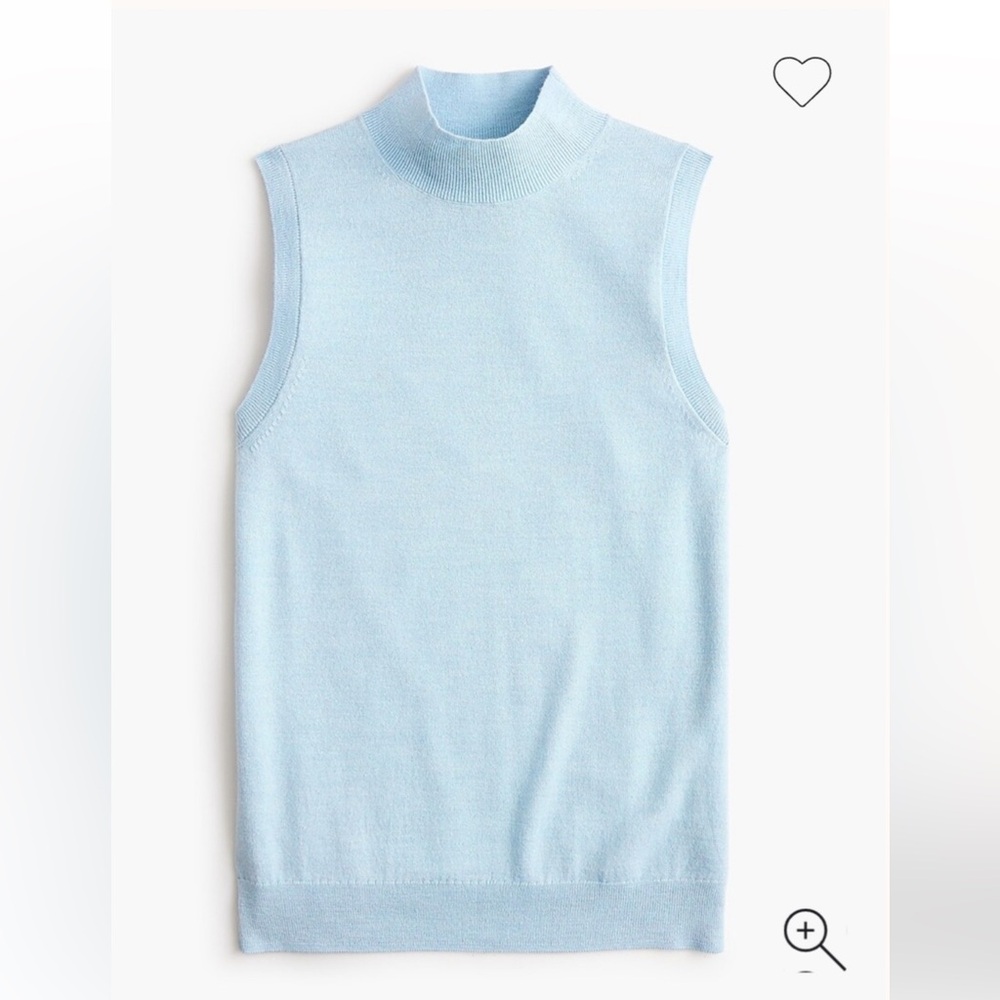 J. Crew Pale Blue Sleeveless Turtleneck Sweater Merino Blend